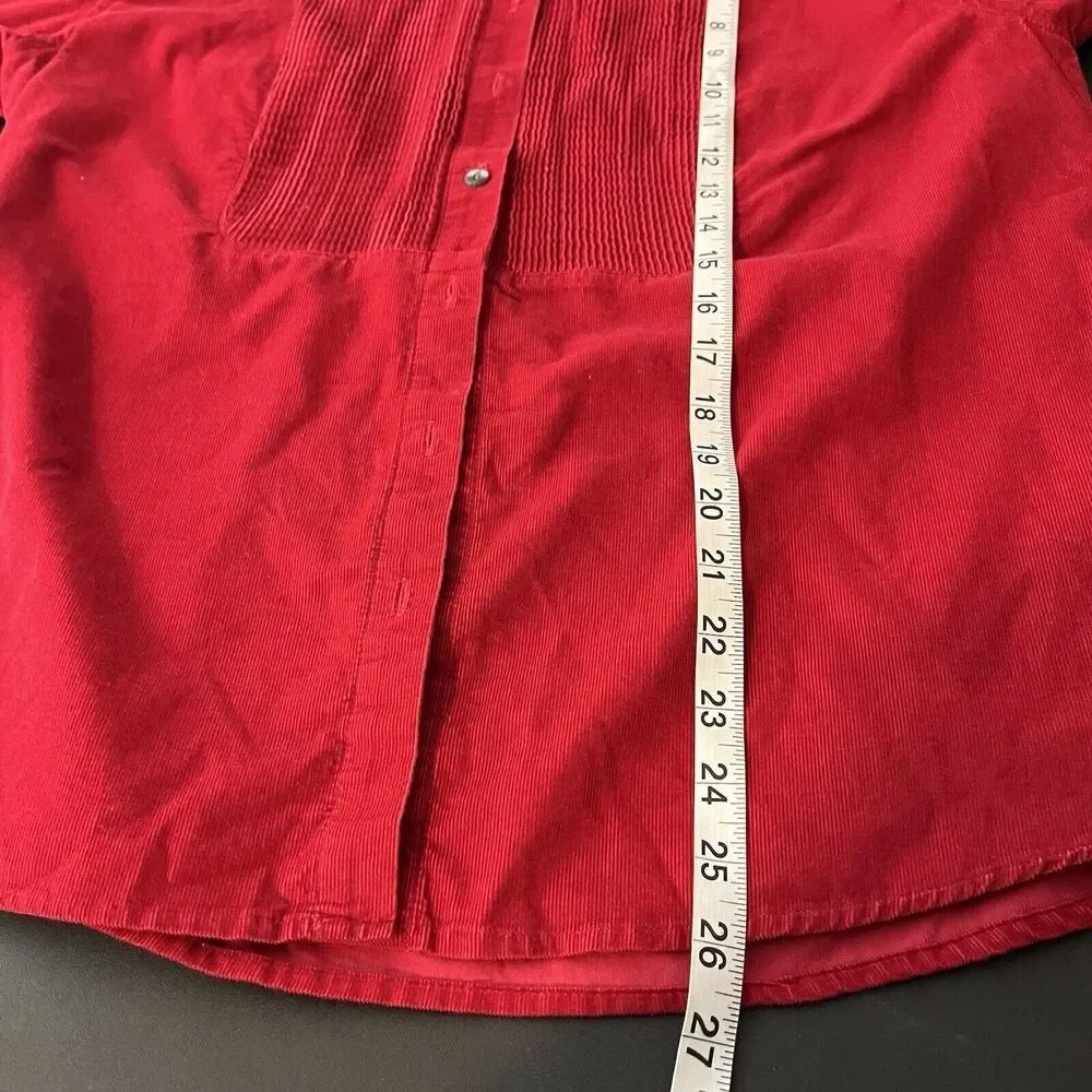 J Jill Red Corduroy Button Down Shirt ‎ Blouse Large​​